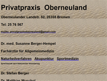 Tablet Screenshot of privatpraxisoberneuland.de